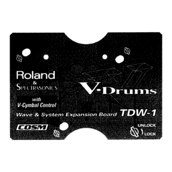 Roland V-Drums TDW-1 Owner's Manual