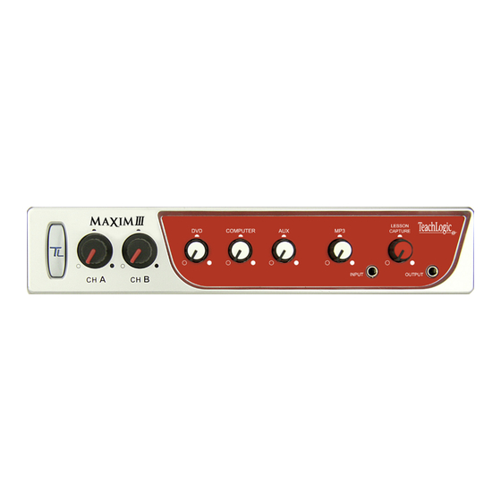 TeachLogic MAXIM III Installation And Operation Manual