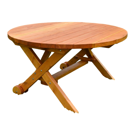 Forever Redwood ROUND WOOD PICNIC TABLE WITH WHEELS Assembly Instructions Manual