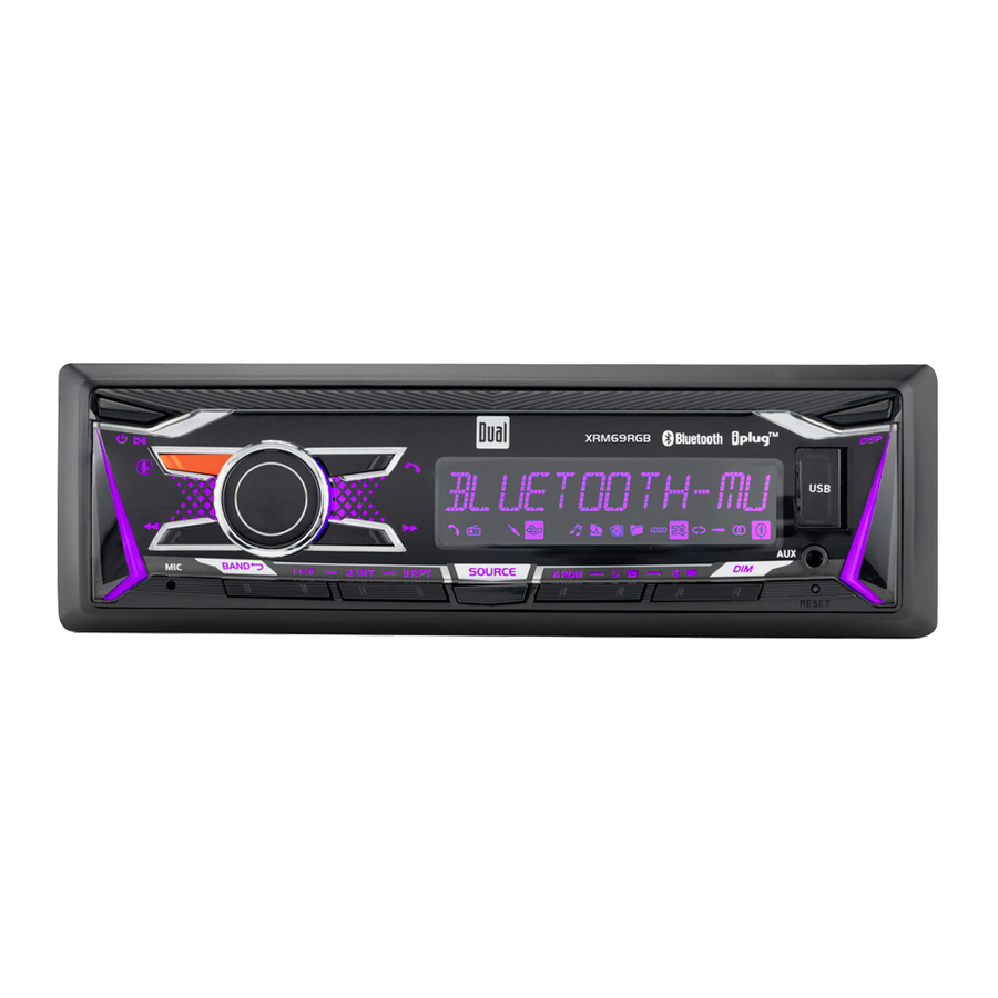 Dual XRM69RGB - AM/FM Receiver with Bluetooth and RGB Color Control Manual
