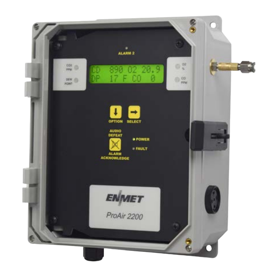 ENMET ProAir 2200 Operation And Maintenance Menu