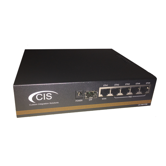 CIS -NW-POE4 Quick Setup Manual
