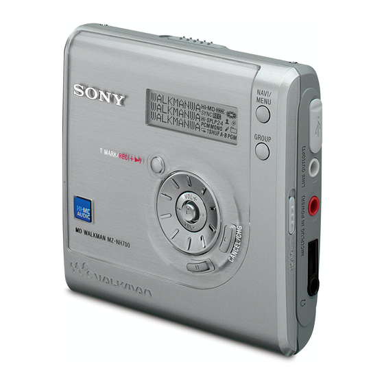 Sony WalkMan MZ-NH700 Operating Instructions Manual