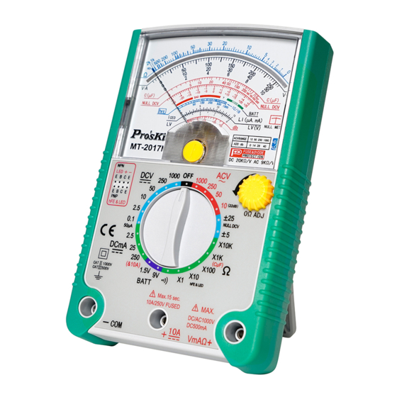 Multímetro Analógico Pro'sKit MT-2017, Voltímetro CA/CC, Mide Multímetro Analógico Pro'sKit MT-2017, Voltímetro CA/CC, Mide