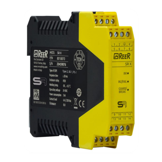 Reer SR X Installation, Use And Maintenance Manual