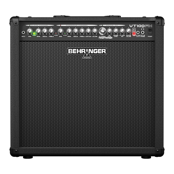 Behringer Virtube VT50FX Quick Start Manual
