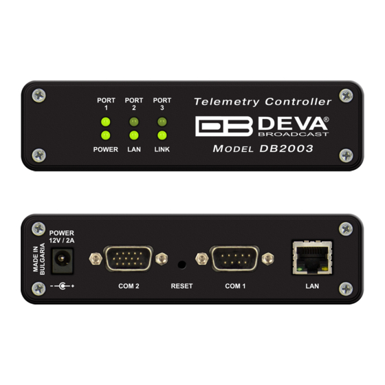 DEVA Broadcast DB2003 Quick User Manual