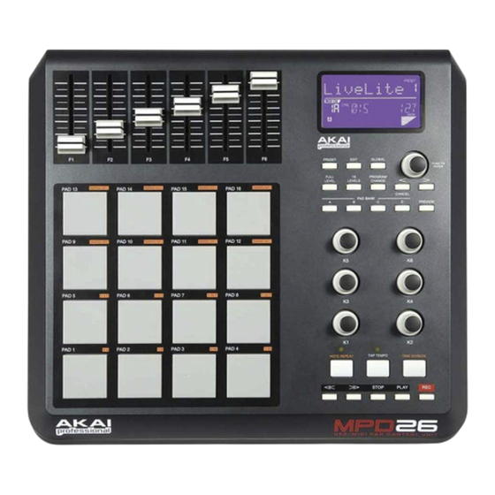 Akai MPD26 Quick Start Manual