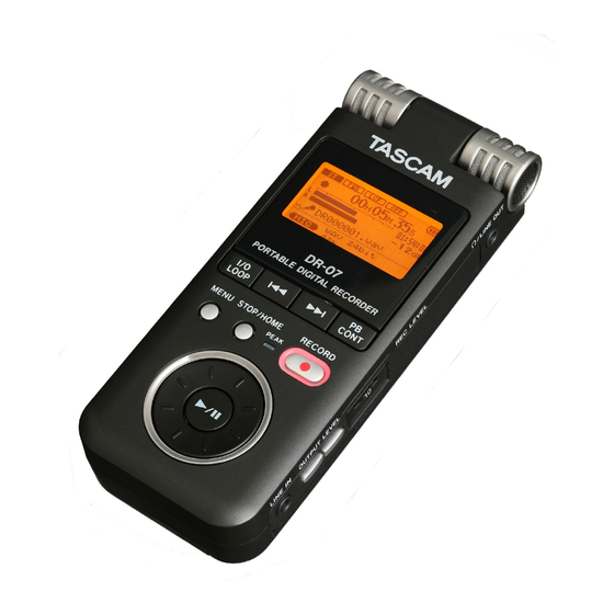 Tascam Dr-07 Voice Recorder Owner's Manual 