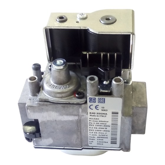 User Manuals: Sit 840 SIGMA Gas Valve Control