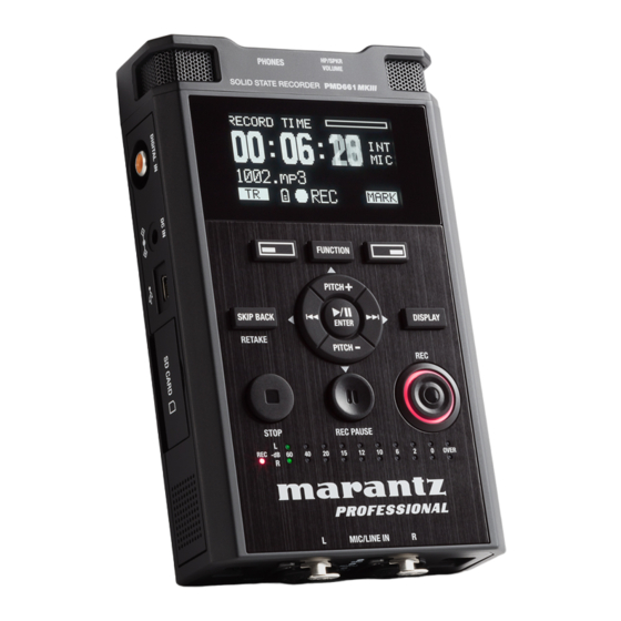 MARANTZ PROFESSIONAL PMD661MKIII USER MANUAL Pdf Download | ManualsLib