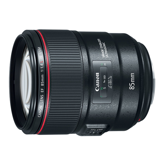 Canon EF85mm f/1.4L IS USM Quick Start Manual