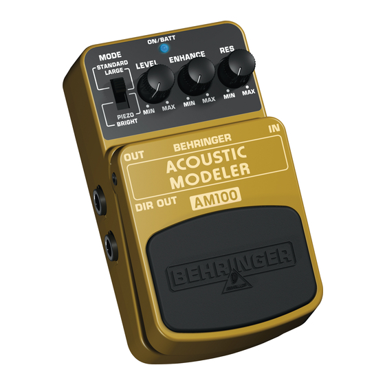 Behringer Acoustic Modeler AM100 Manual