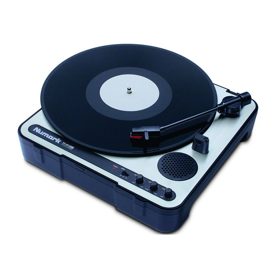 Numark PT01 USB - Portable Turntable Manual