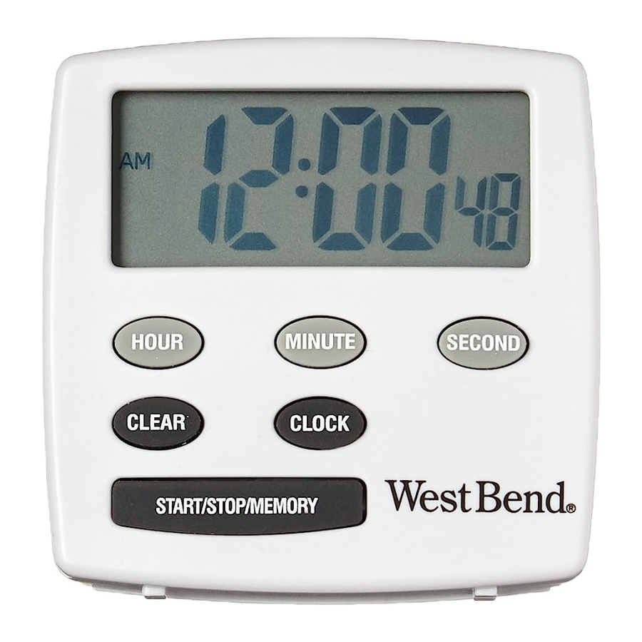 West Bend 40055 - Electronic Timer/Clock Manual