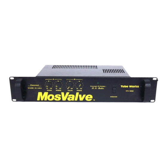 TUBE WORKS MOSVALVE 962 AMPLIFIER OPERATION NOTES | ManualsLib