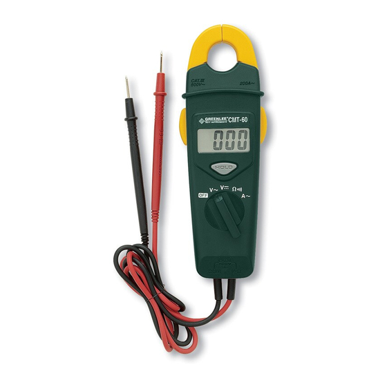 GREENLEE CMT60 MULTIMETER INSTRUCTION MANUAL ManualsLib