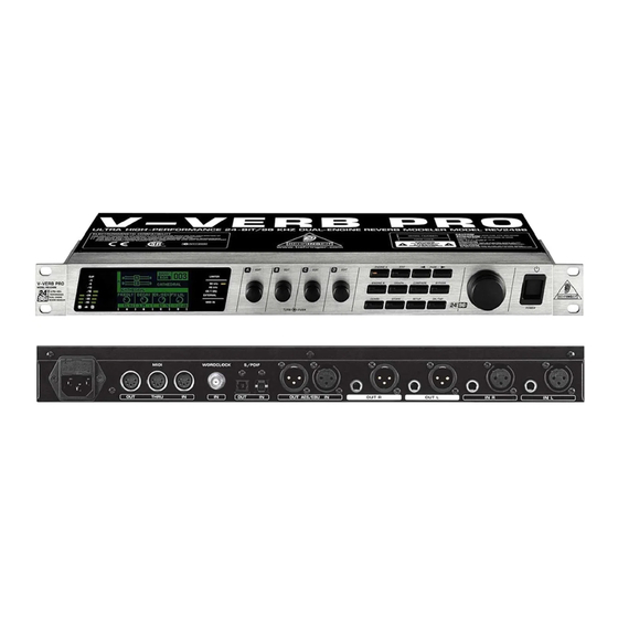 Behringer V-VERB PRO REV2496 User Manual