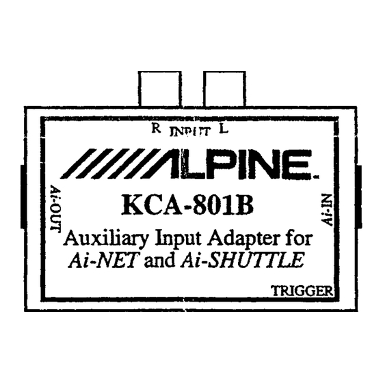 Alpine KCA-801B Instalation Instruction