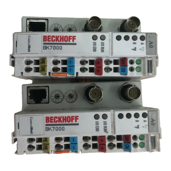 BECKHOFF CONTROLNET BK7000 MANUAL Pdf Download | ManualsLib