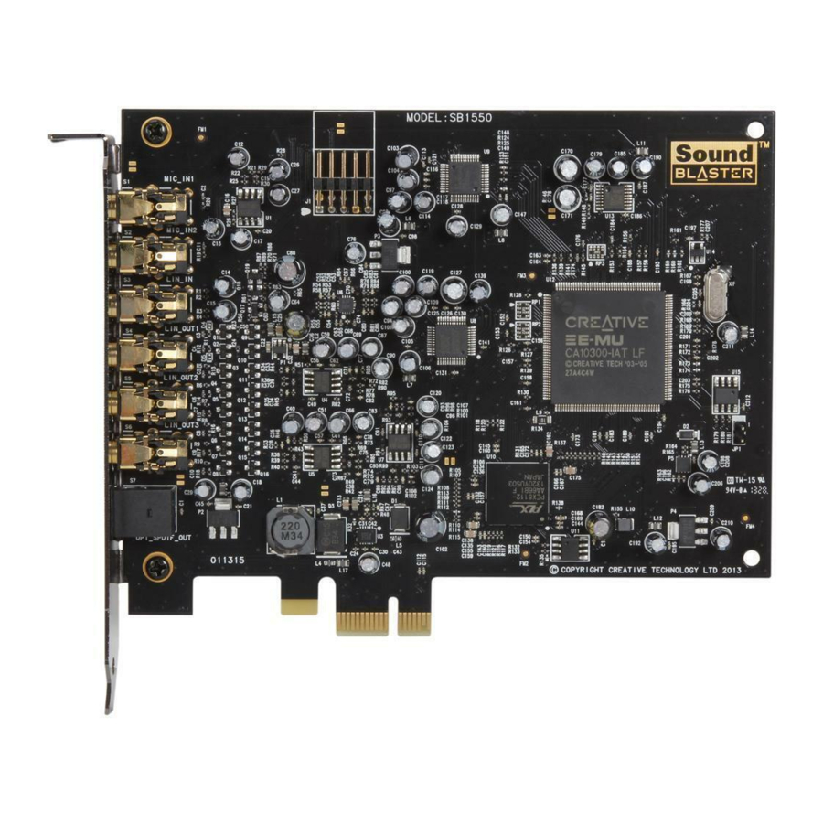 Creative Sound Blaster Audigy Rx - Sound Card Quick Start Guide ...