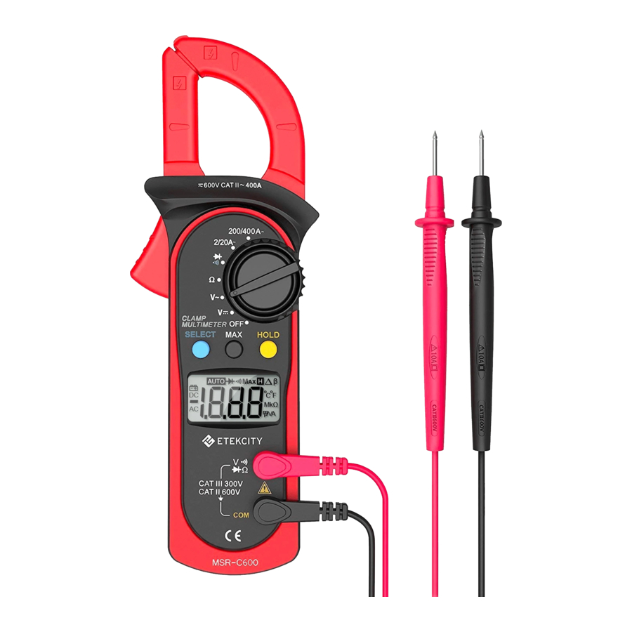 Etekcity MSRC600 Digital Clamp Multimeter Manual ManualsLib