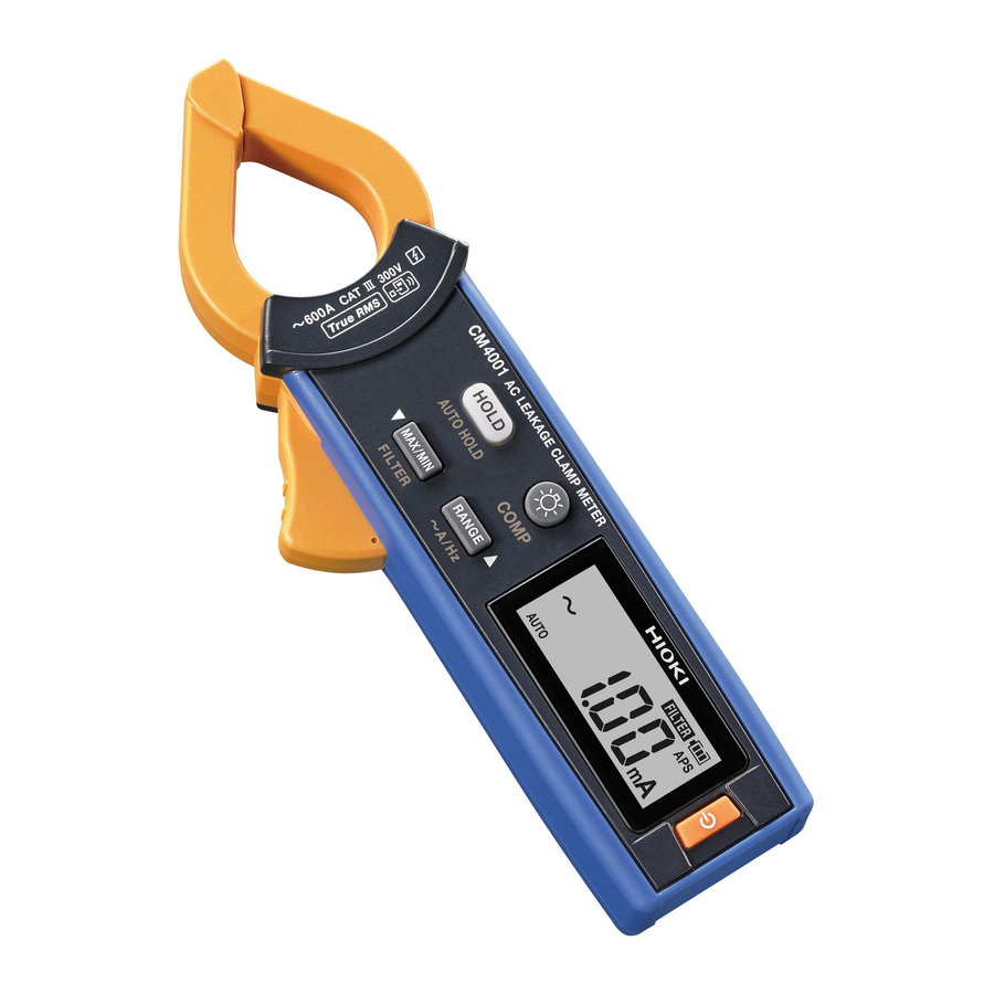 Hioki CM4001 AC Leakage Clamp Meter Manual ManualsLib