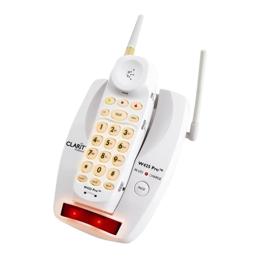 Clarity W425 Pro Amplified Cordless Phone Manual ManualsLib