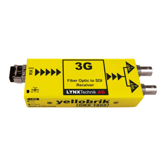 Lynx yellobrik ORX 1802 LC Quick Reference