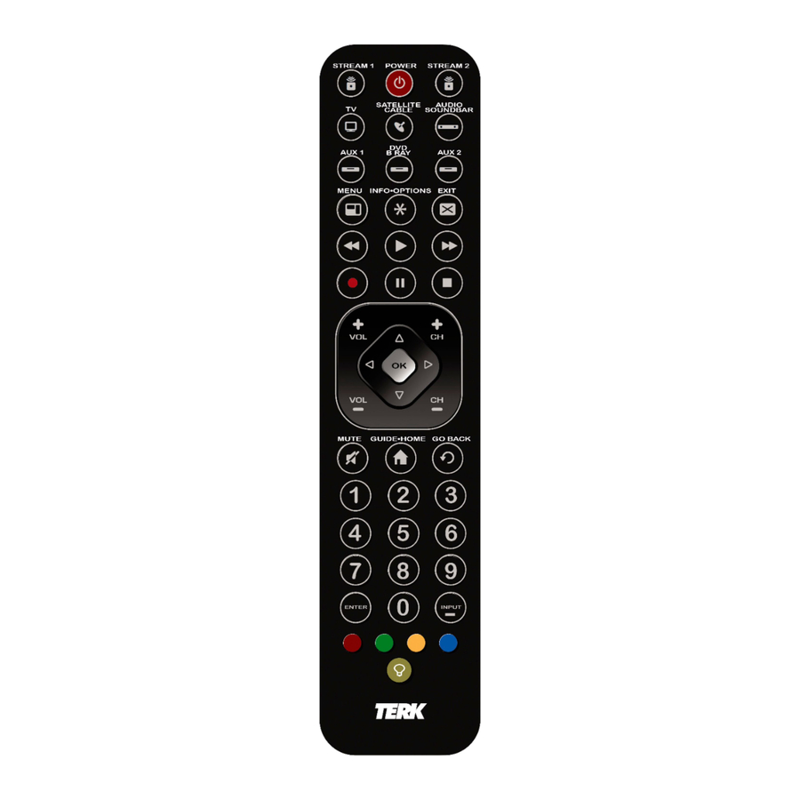 Terk TKRTBL08B Universal Remote Control Manual ManualsLib