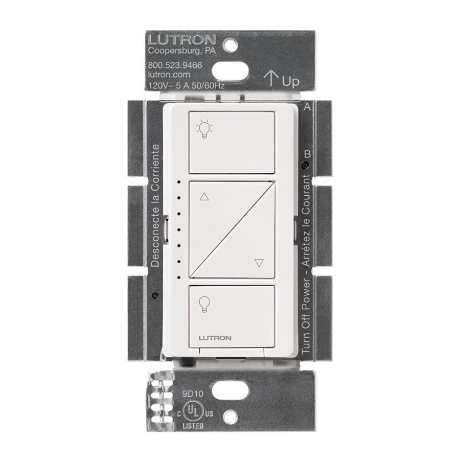 Lutron Caseta Wireless InWall Dimmer Manual ManualsLib