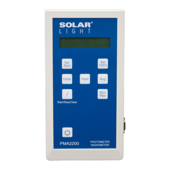 SOLAR LIGHT PMA2200 QUICK START MANUAL Pdf Download | ManualsLib