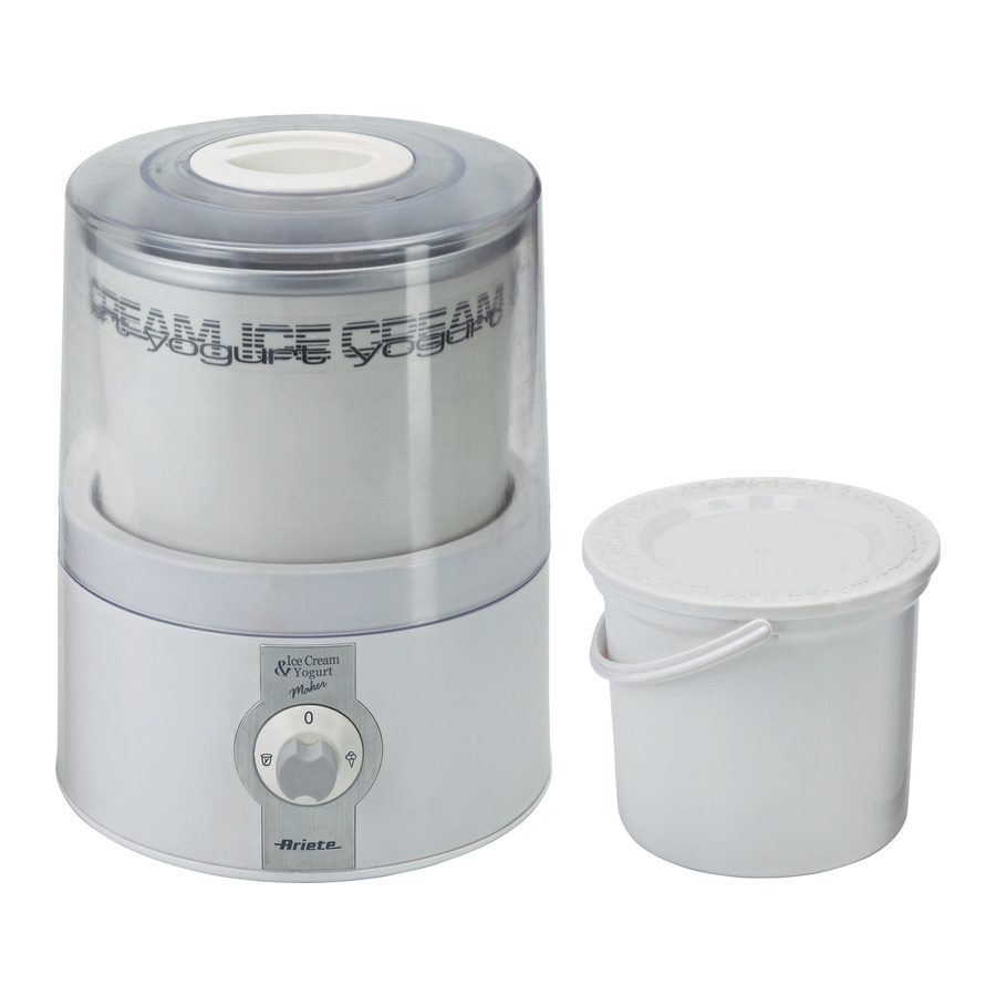 Ariete 635 Ice Cream & Yogurt Maker Manual ManualsLib