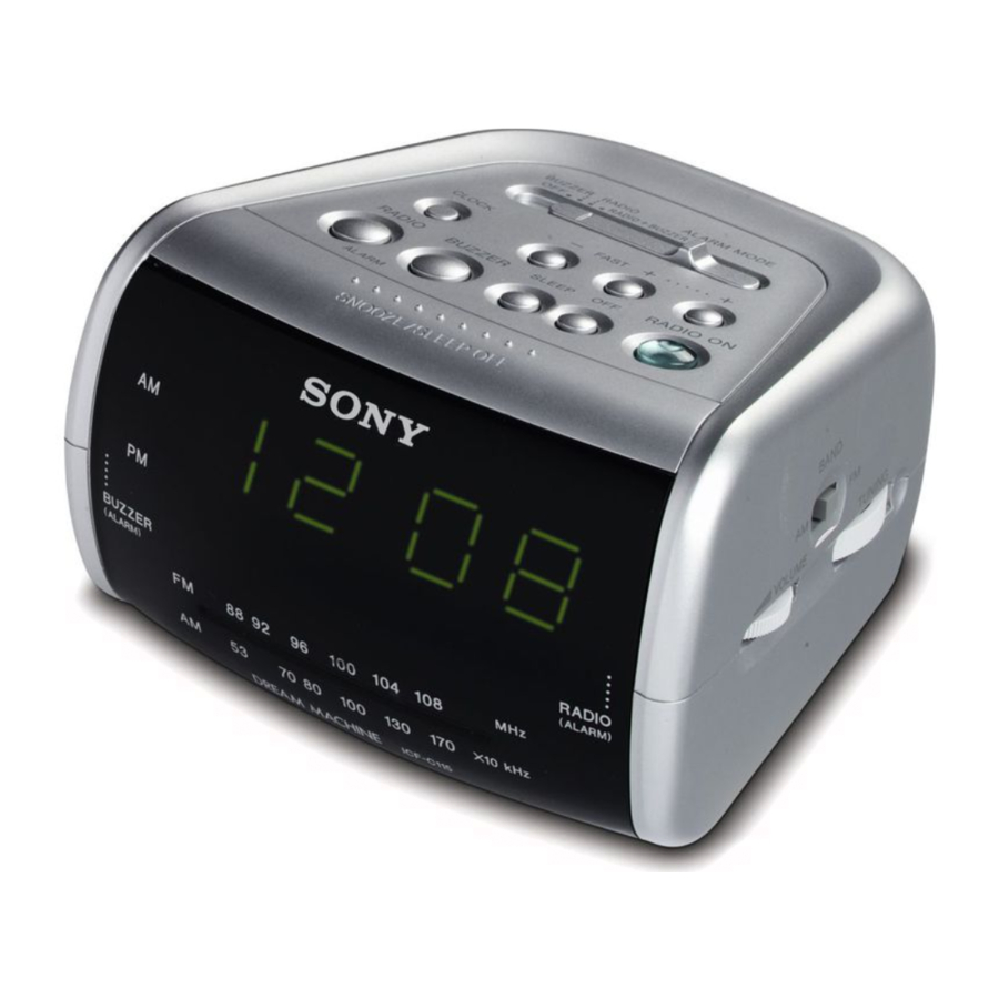 Sony DREAM MACHINE ICF-C115, ICF-C115L - Clock Radio Manual