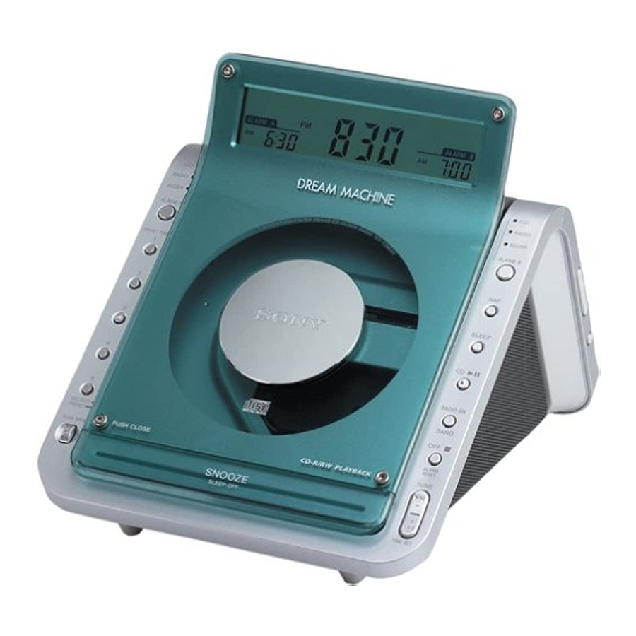 Sony DREAM MACHINE ICF-CD855, ICF-CD855L - Clock Radio Manual