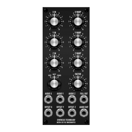 Synthesis Technology MOTM-510 The WaveWarper Assembly Instructions & Owner's Manual
