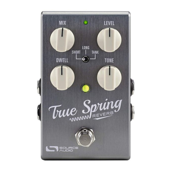 Source Audio True Spring Reverb Quick Start Reference Card
