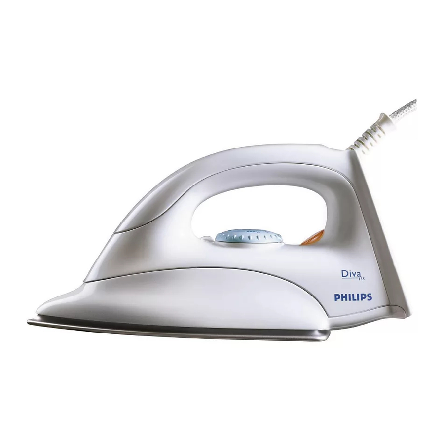 Philips Dry Iron Diva GC135 Manuals