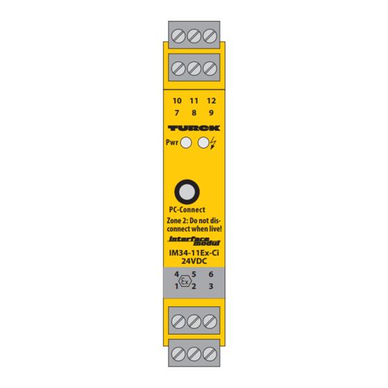 turck IM34-11Ex-Ci/24VDC Quick Start Manual