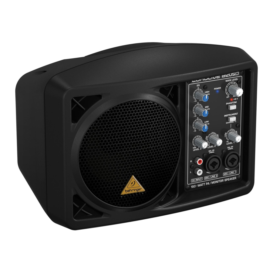 Behringer EUROLIVE B205D Quick Start Manual