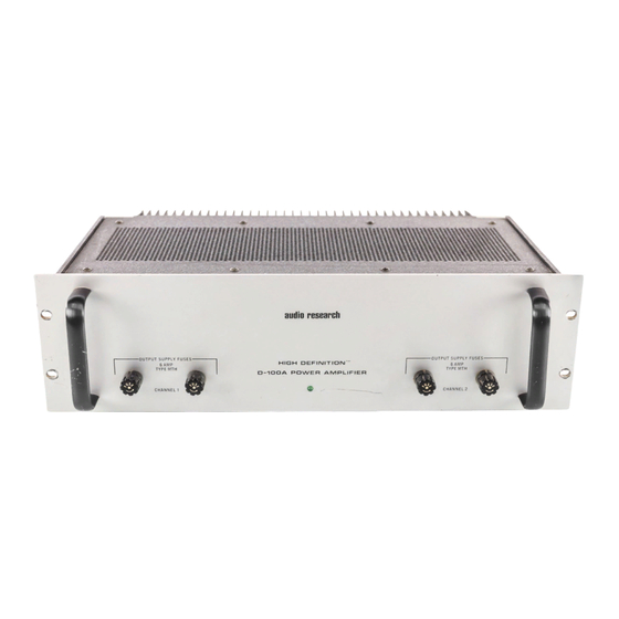 Audio Research D-100 Owner's Manual