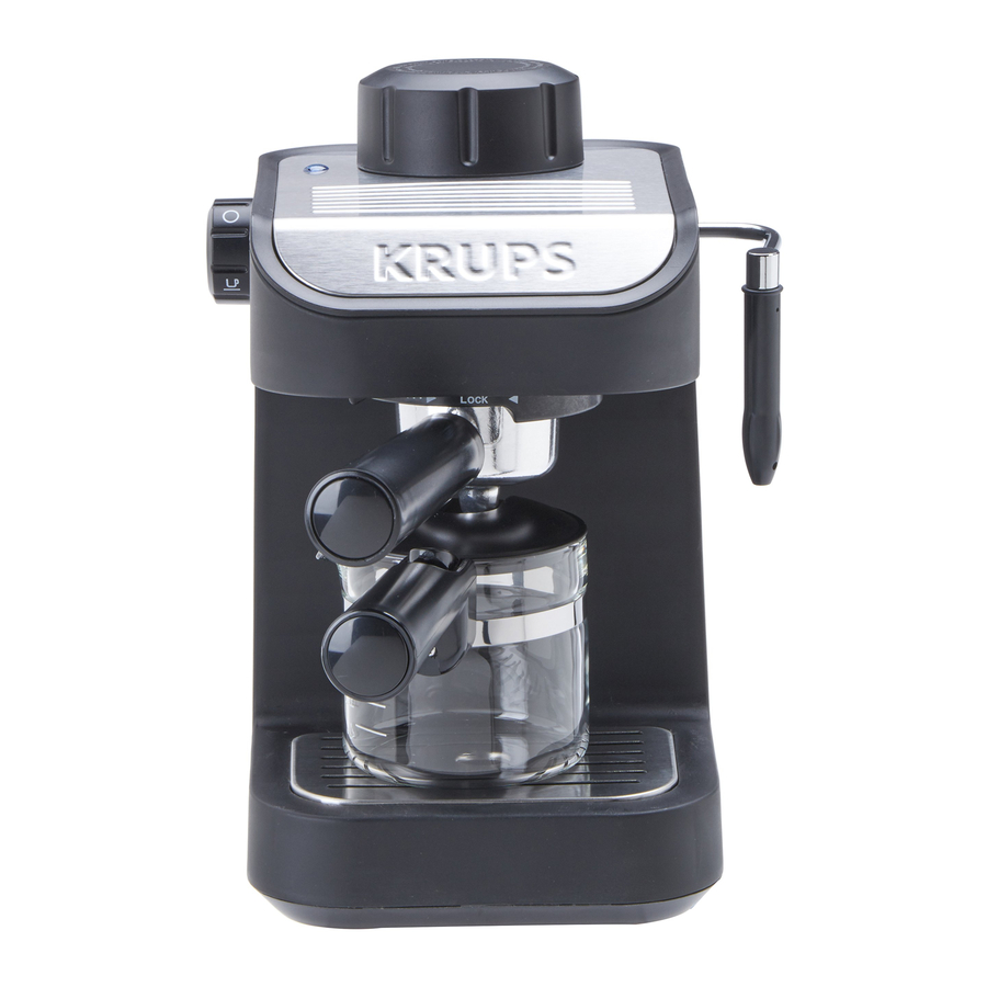 KRUPS XP1020 Steam Espresso Machine with Glass Carafe, 4-Cup, Black