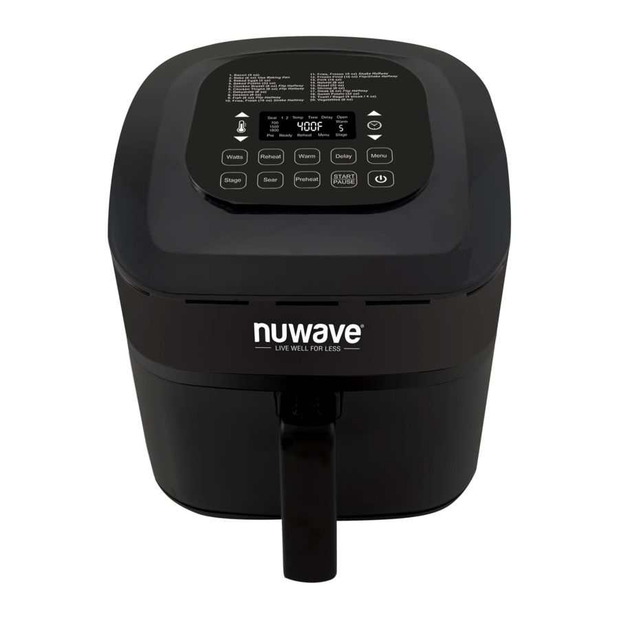 Nuwave Brio 8q 37090 Digital Air Fryer Manual Manualslib