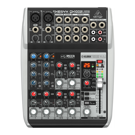 Behringer Xenyx QX1002USB Quick Start Manual