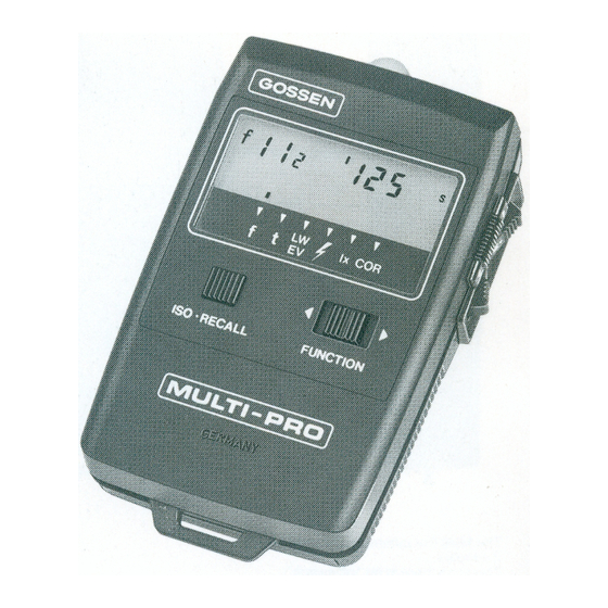 Gossen MetraWatt Multi Pro Instruction Manual