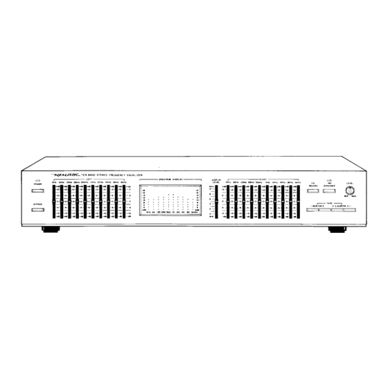 Realistic Ten-Band Stereo Frequency Equalizer Manuals