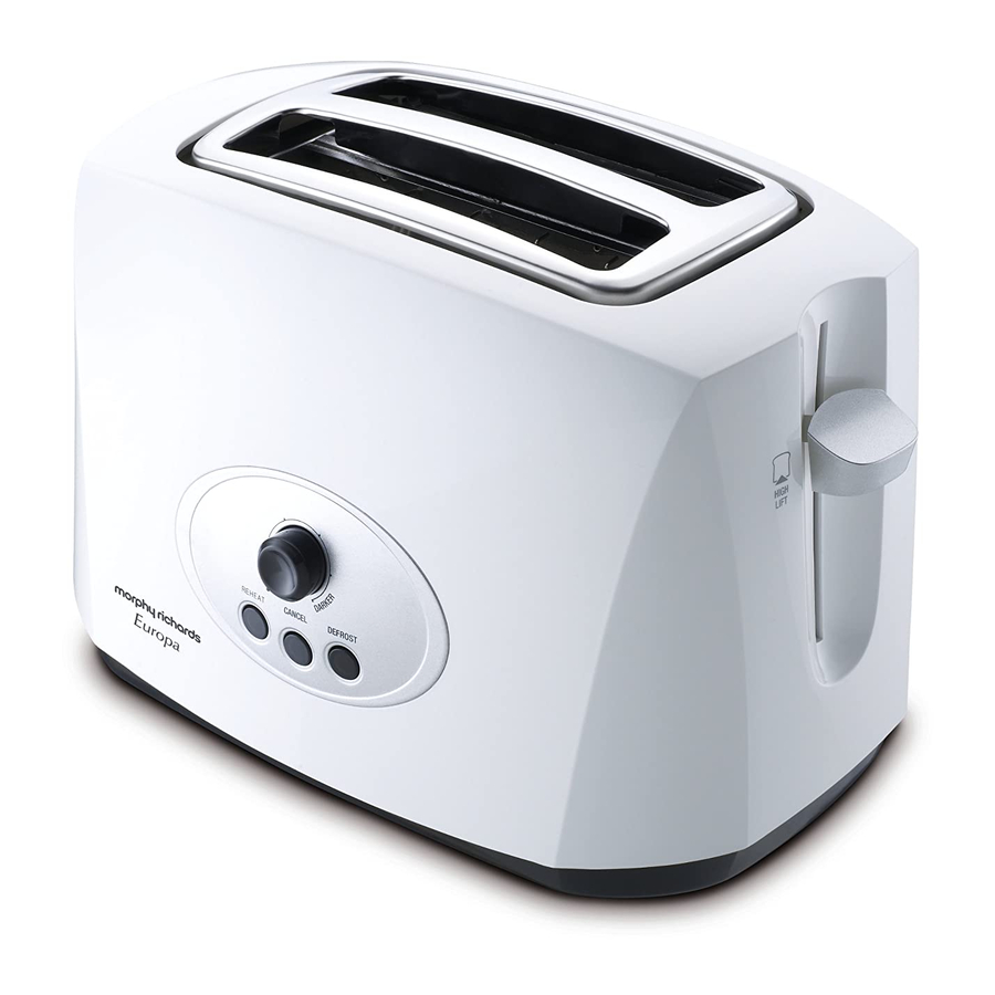 Morphy Richards Europa 2 Slice Instructions Manual