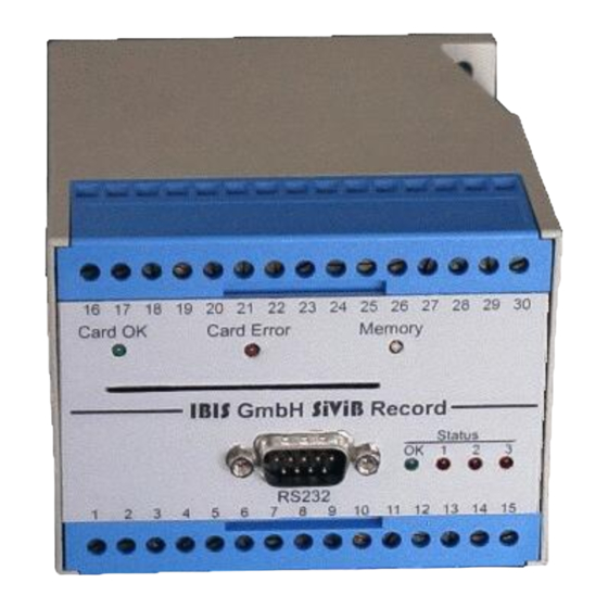 ibis SiViB Record 1500 Installation Instructions And Operation Manual