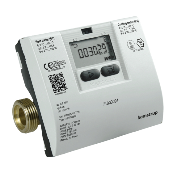 Kamstrup MULTICAL 403 Installation & Maintenance Instructions Manual
