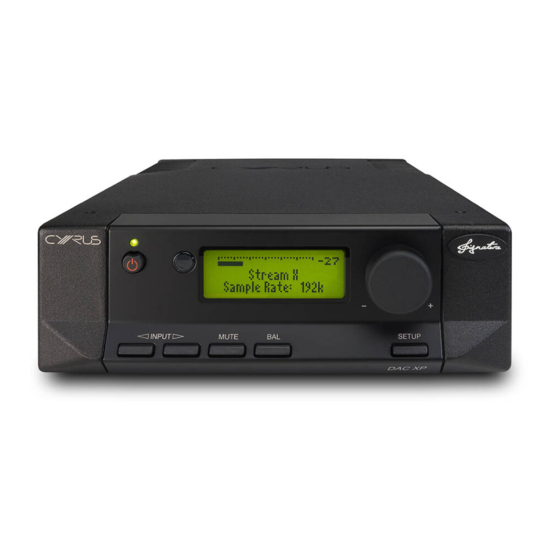 Cyrus DAC X Signature User Instructions